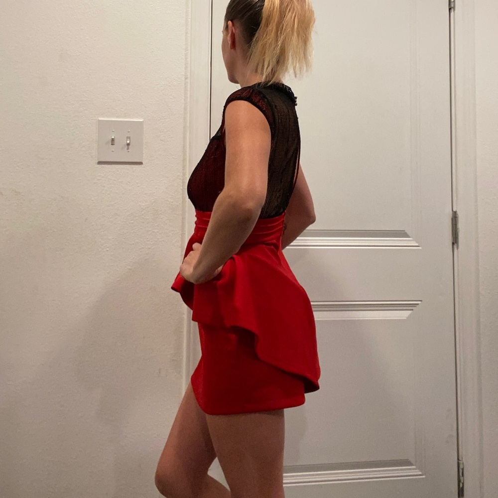 TOV Holy red hot short cocktail dress Christmas Valentines Day Anniversary Party - Picture 3 of 5